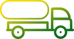 Green outline image of a truck with a tank