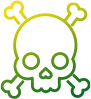 Green png image of a skull with transparent background