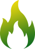 Green png image of the flame with transparent background