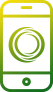 Green outline image of smart mobile with round in its centre
